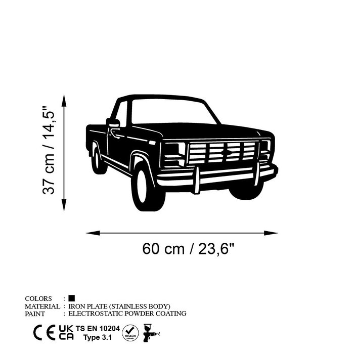 Wallity Ford F150 Pickup Truck 1980 Escultura de pared metálica Wallity Ford F150 Pickup Truck 1980 Escultura de pared metálica